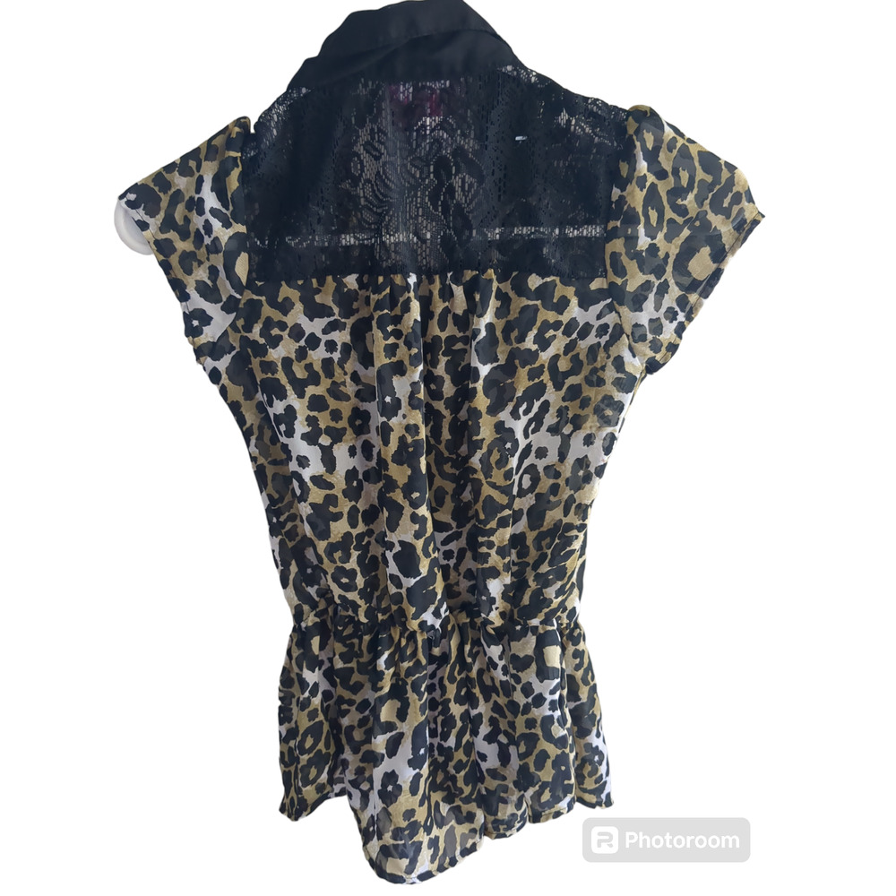 Size 10 RMLA cheetah print cap sleeve women's shirt #11 - Picture 2 of 3
